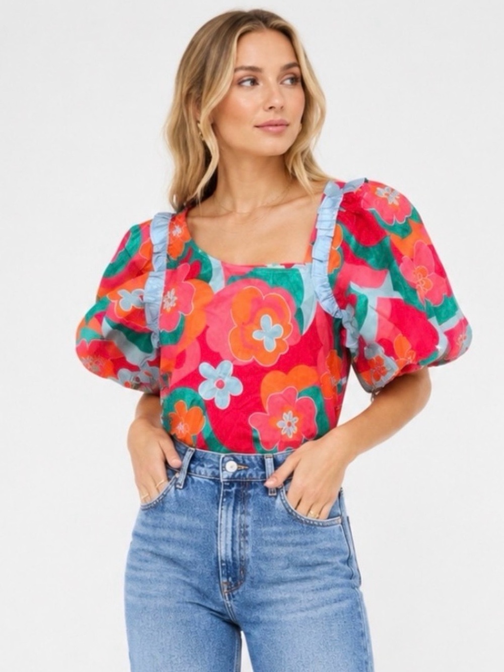 NWT Alden Adair Women’s Layla Top Trippy Multicolor Floral Pattern